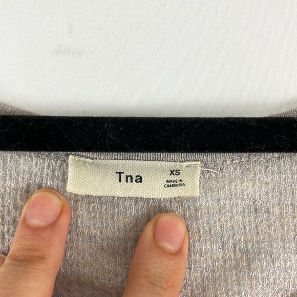 Aritzia TNA Alder Waffle Knit Grunge Beige Top - Picture 5 of 10